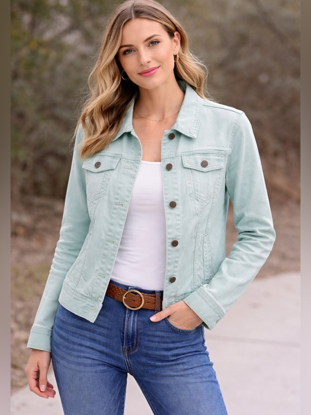 a.n.a Mint Green Jean Jacket